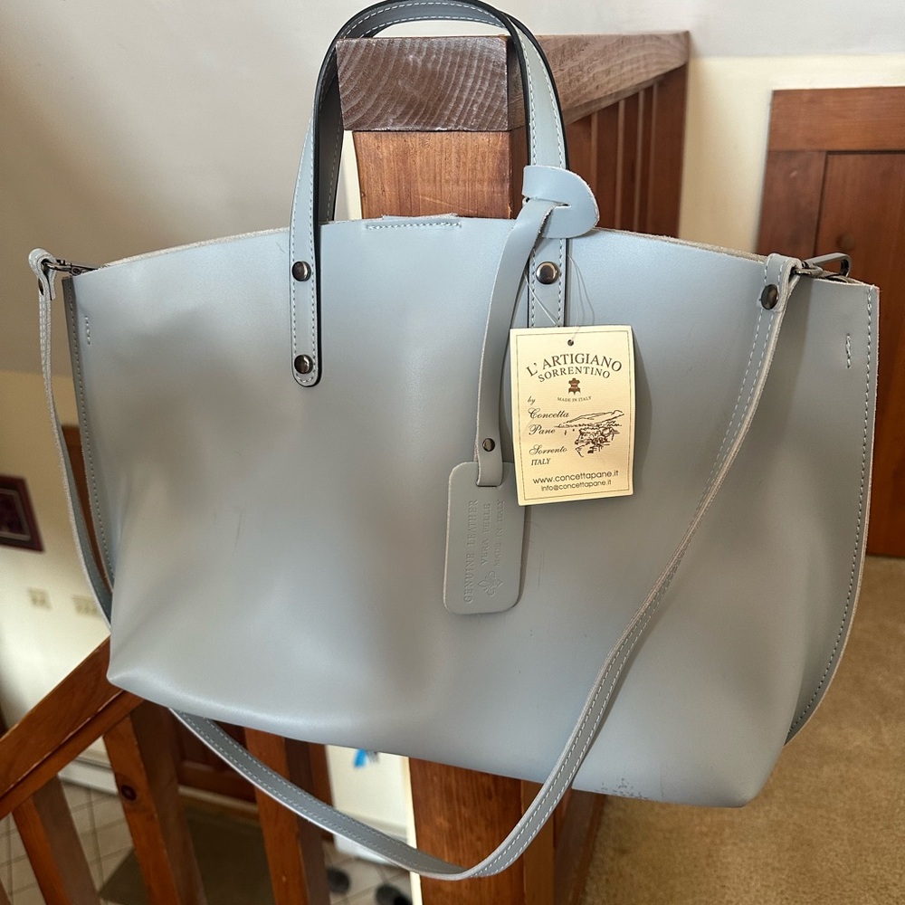 Italian leather baby blue bag